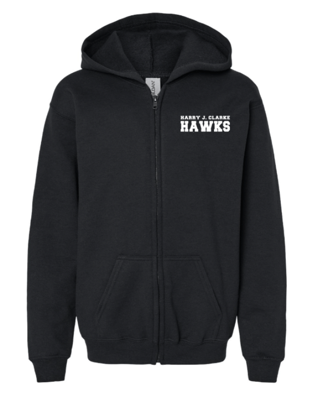 Harry J Clarke • ADULT UNISEX FULL ZIP HOODIE • Spirit Wear • Red or Black