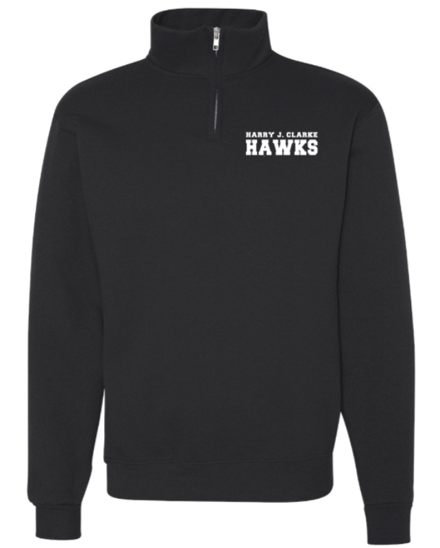 Harry J Clarke • ADULT UNISEX 1/4 QUARTER ZIP CREW SWEATSHIRT • Spirit Wear • Black