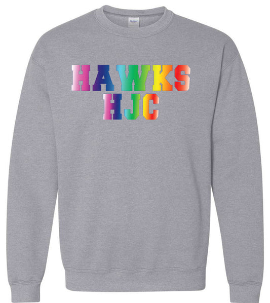 HARRY J CLARKE P.S. • YOUTH CREW SWEATSHIRT •HJC Rainbow Design • Sport Grey