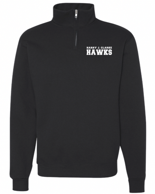 Harry J Clarke • ADULT UNISEX 1/4 QUARTER ZIP CREW SWEATSHIRT • Spirit Wear •  Black