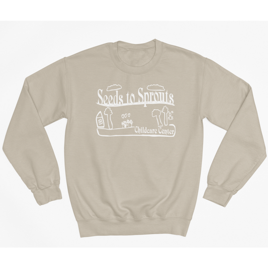 Seeds to Sprouts • ADULT UNISEX CREW SWEATSHIRT • Spirit Wear •  Black or Sport Grey or Sand or Light Pink