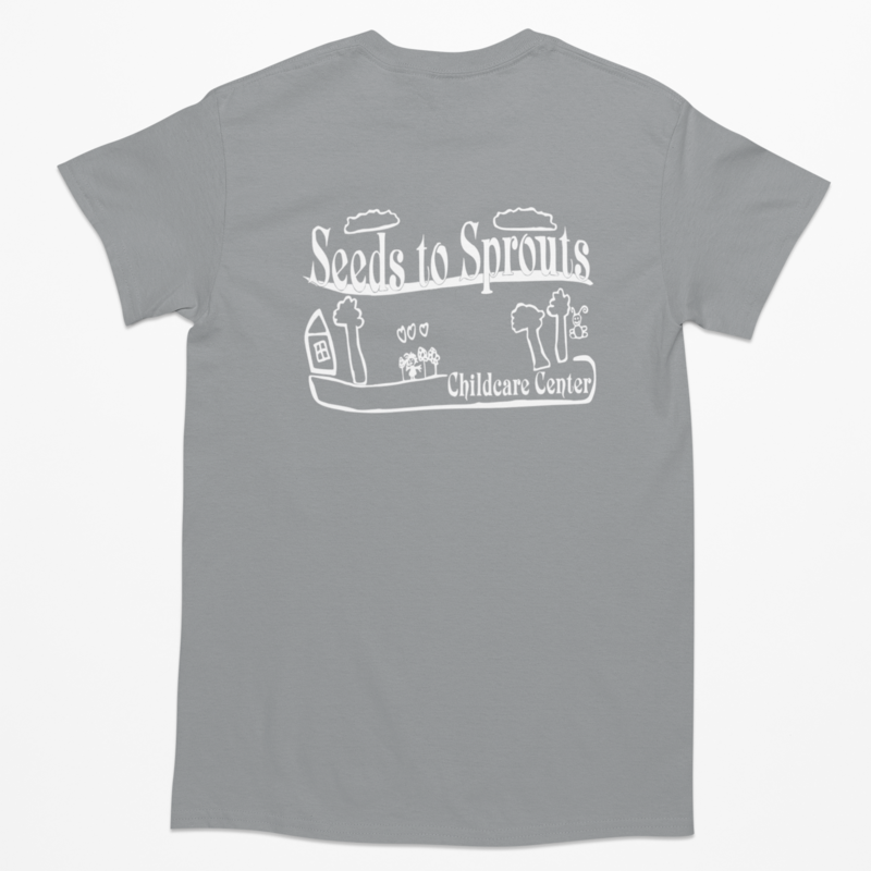 Seeds to Sprouts • ADULT UNISEX  T-SHIRT • Spirit Wear •  Black or Light Pink or Sand or Sport Grey