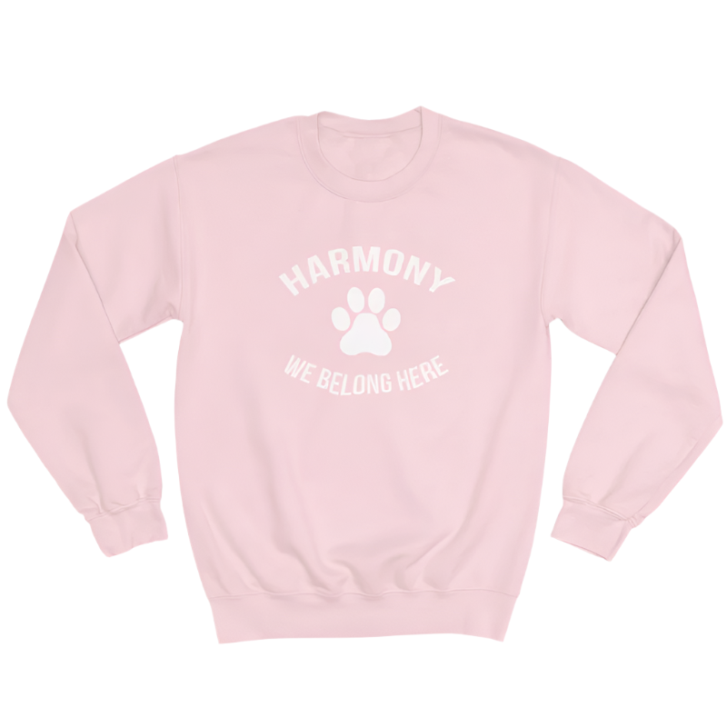 Harmony P.S. • ADULT UNISEX CREW SWEATSHIRT • We Belong Here • Light Pink