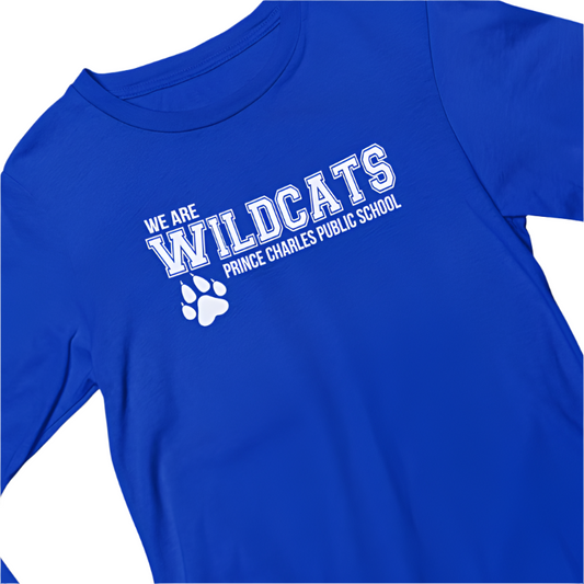 Prince Charles P.S. • YOUTH  LONG-SLEEVE T-SHIRT • Spirit Wear •  Royal Blue or Black